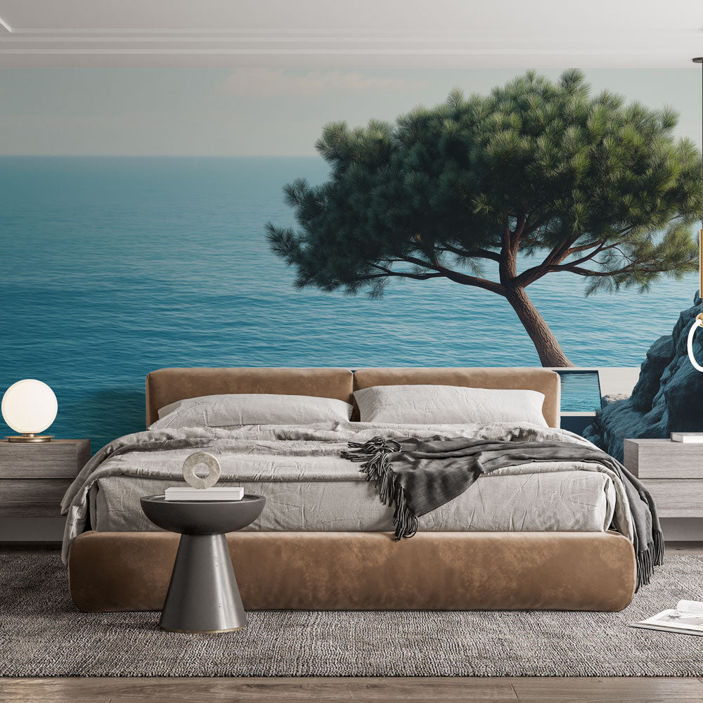 Seascape Wallpaper | Lone Tree & Tranquil Sea Wall Mural