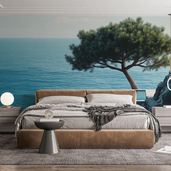 Seascape Wallpaper | Lone Tree & Tranquil Sea Wall Mural