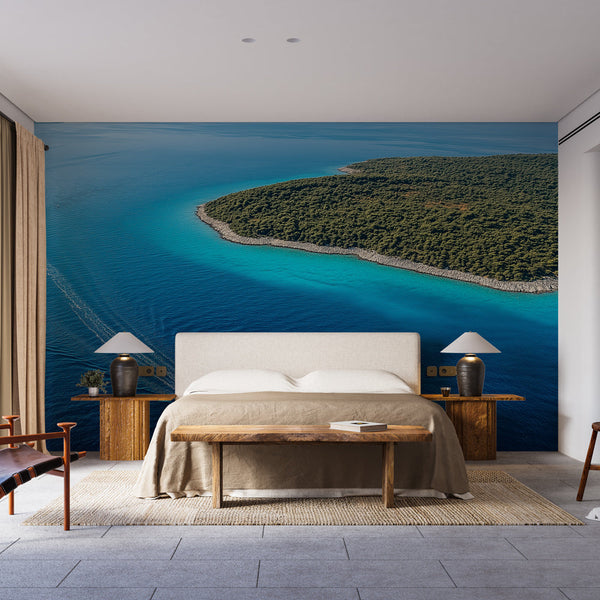 Sailboat Wallpaper | Vessel Gliding on Crystal Waters Wall Mural