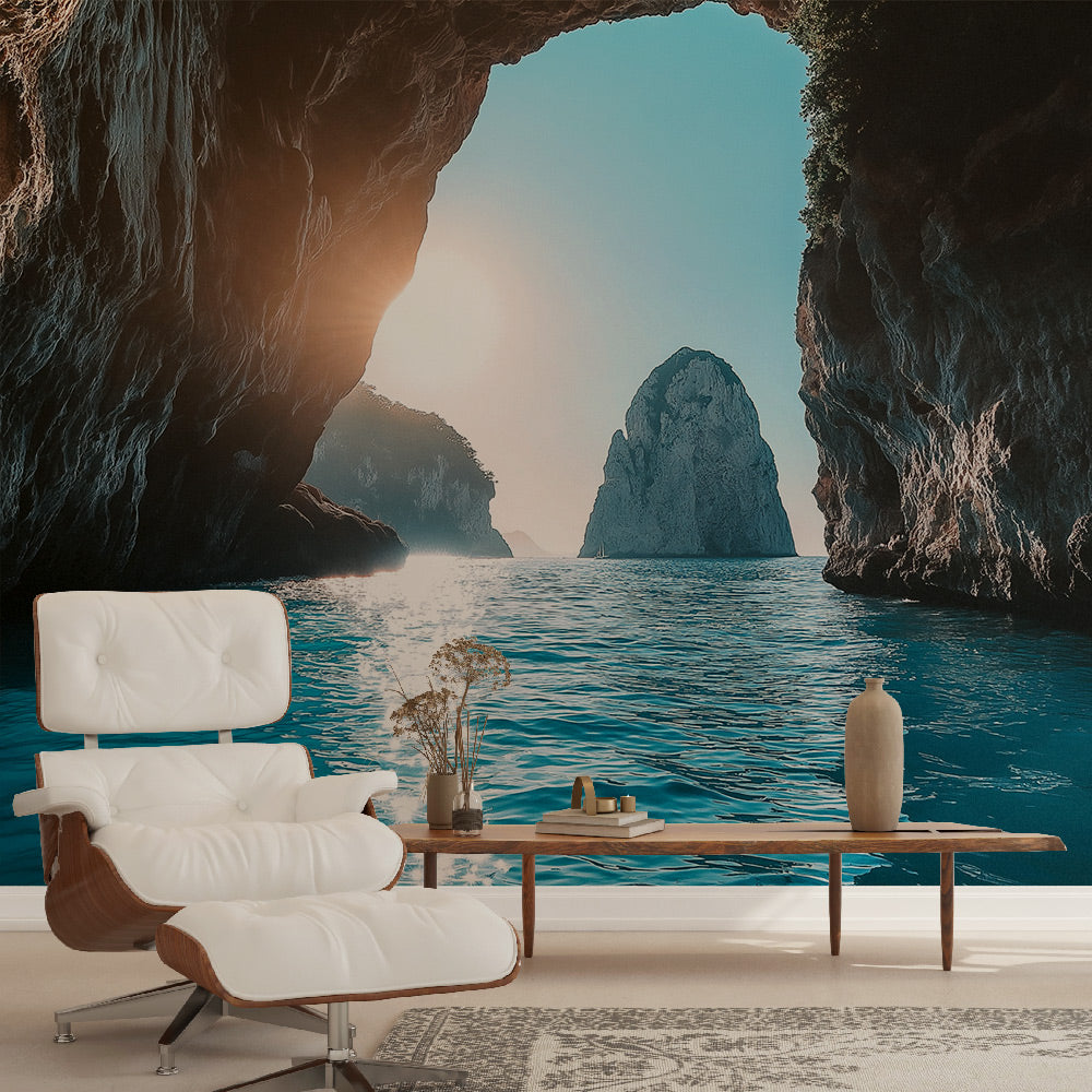 Marine Archipelago Sunset Wallpaper | Rocky Islands Wall Mural