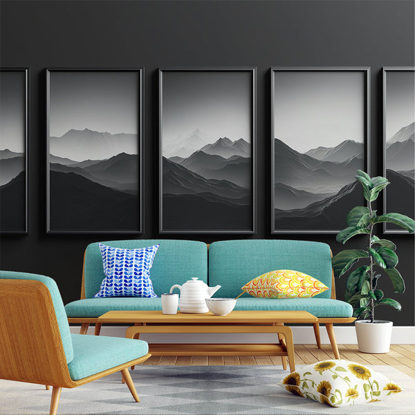 Black and White Mountain Wallpaper | Minimalist Wall Mural