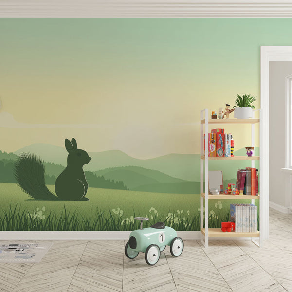 Nature Wallpaper | Squirrel Silhouette at Sunrise Wall Mural