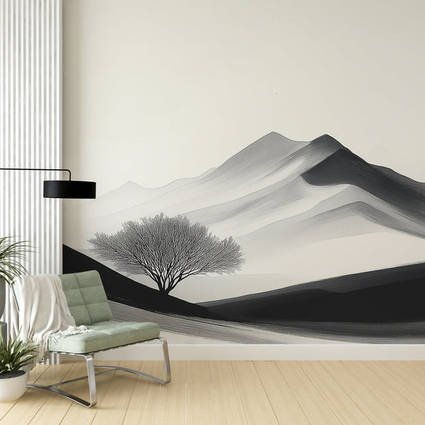 Designer Wallpaper - Montagnes Douces and Arbre Isolé