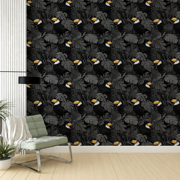 Parrot Wallpaper | Tropical Birds on a Deep Black Ground