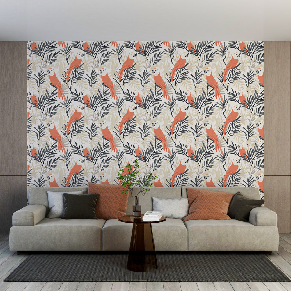 Parrot Wallpaper | Vibrant Parrots on a Natural Ground
