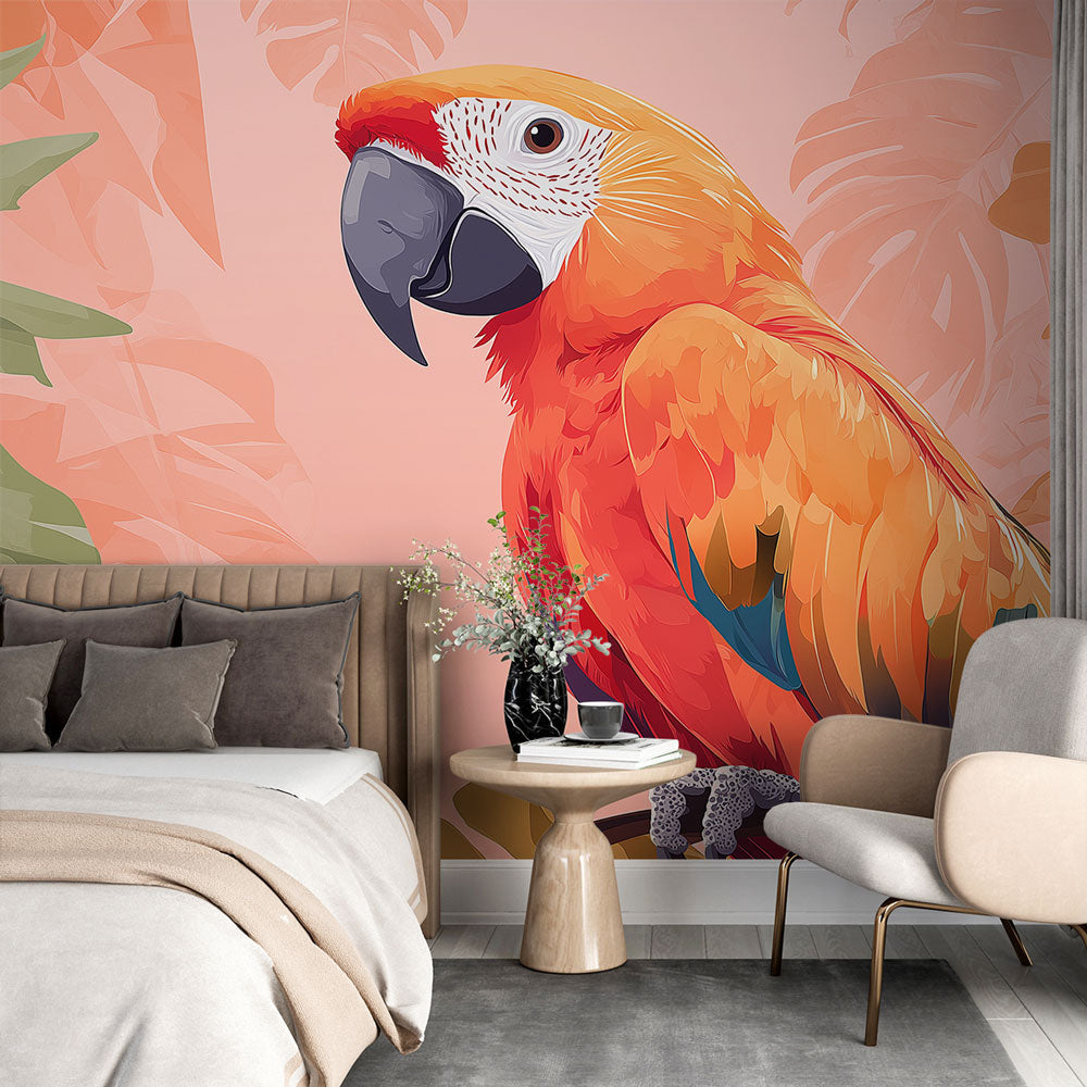 Parrot Wallpaper | Colourful Wall Mural with Tropical Foliage