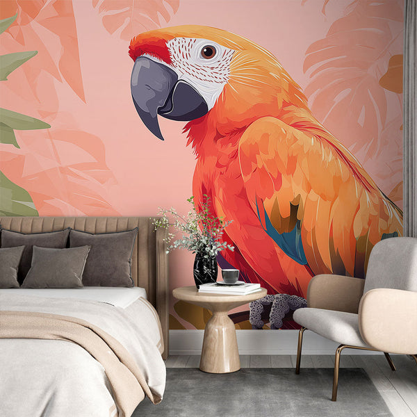 Parrot Wallpaper | Colourful Wall Mural with Tropical Foliage