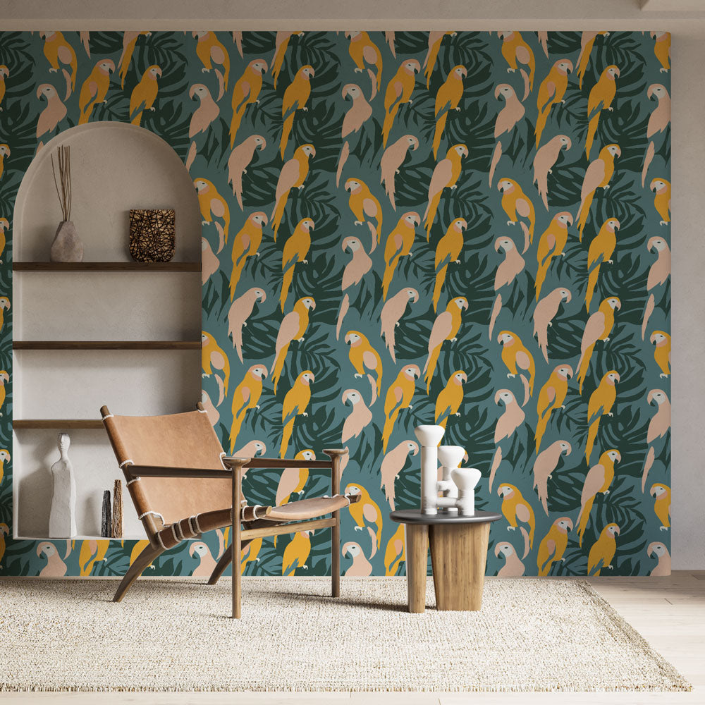Parrot Wallpaper | Vibrant Birds on Tropical Foliage
