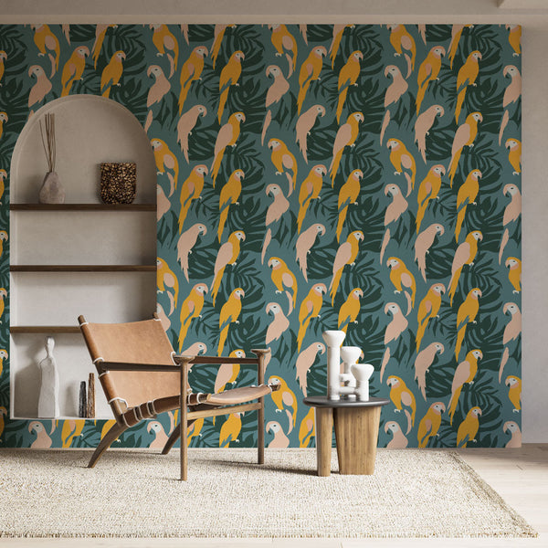 Parrot Wallpaper | Vibrant Birds on Tropical Foliage