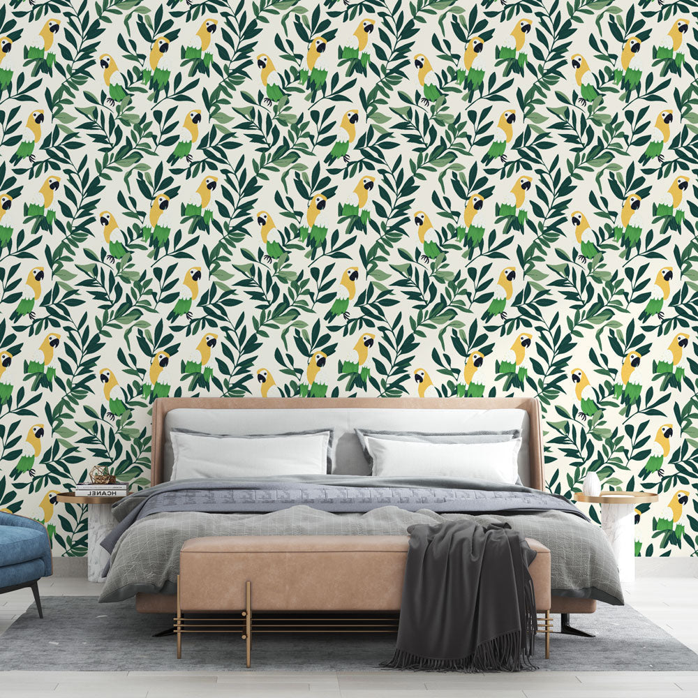 Parrot Wallpaper | Vibrant Birds in Lush Green Foliage