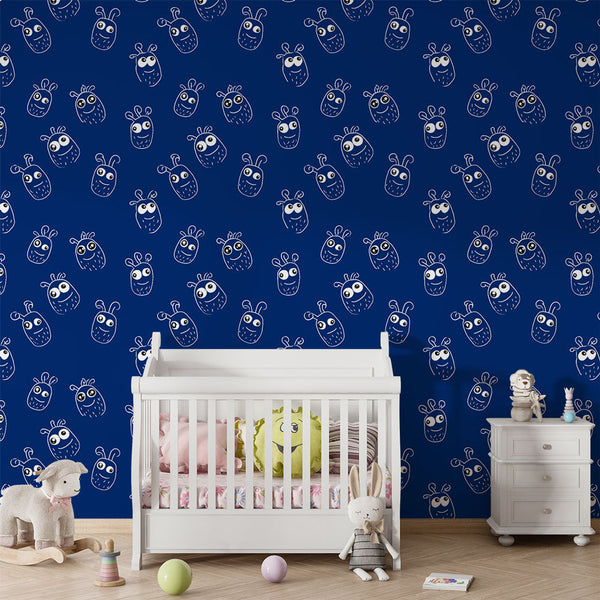 Fun Character Wallpaper | Playful Motifs on Navy Blue