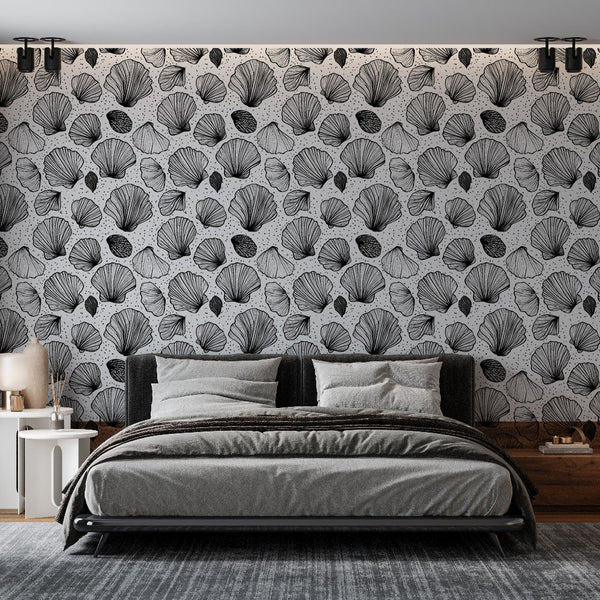 Petal Wallpaper | Graphic Black and White Wall Mural