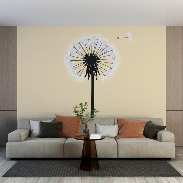 Stylized Beige Dandelion Wallpaper Wall Mural