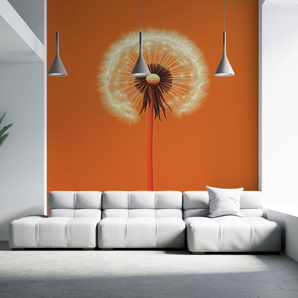 Orange Dandelion Wallpaper | Vibrant Wall Mural