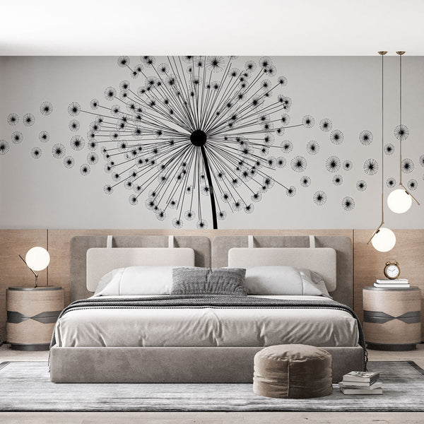 Dandelion wallpaper | Abstract black and white wall mural