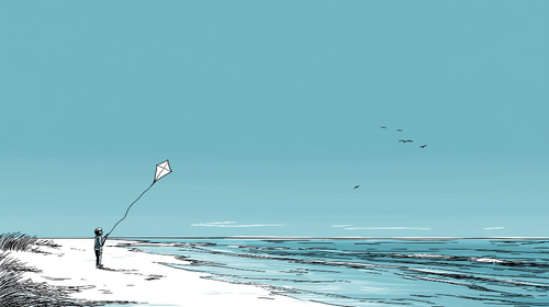 Beach Kite Wallpaper | Child Flying a Kite Beside the Sea