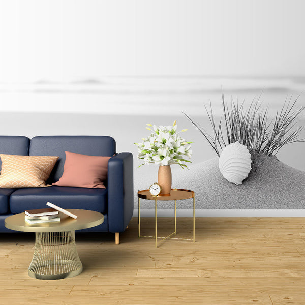 Designer Wallpaper - Coquillage and Brins D'herbe Sur Sable Soft