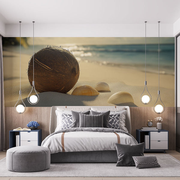 Beach Wallpaper | Tropical Relaxation with Coconuts and Shells