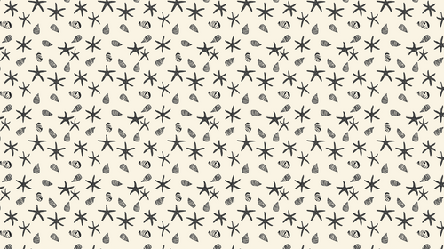 Beach Wallpaper | Black Starfish and Shells on Light