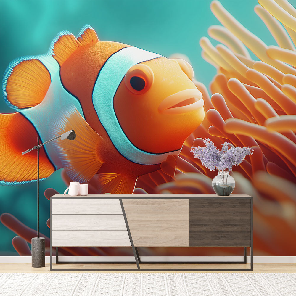 Clownfish Wallpaper | Vibrant Anemone Reef Wall Mural