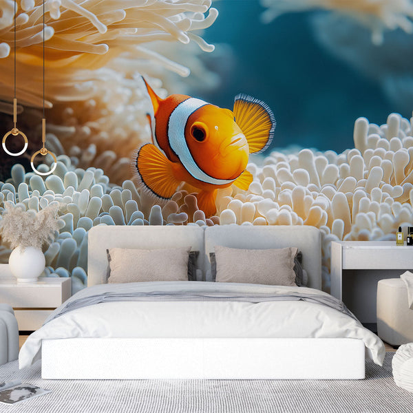 Clownfish wallpaper | Colorful fish in coral reef wall mural