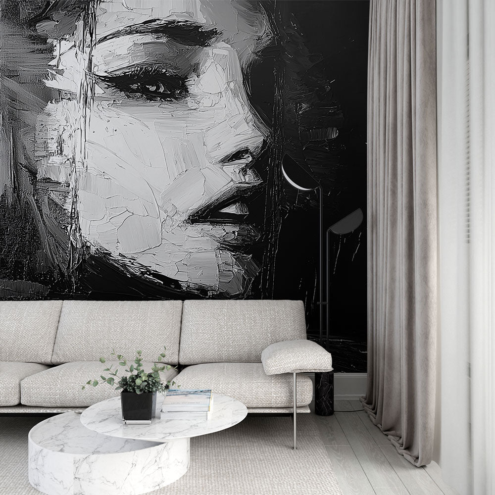 Black and White Portrait Wallpaper | Feminine Wall Mural