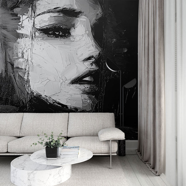 Black and White Portrait Wallpaper | Feminine Wall Mural