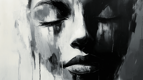 Abstract Portrait Wallpaper | Monochrome Black White Wall Mural