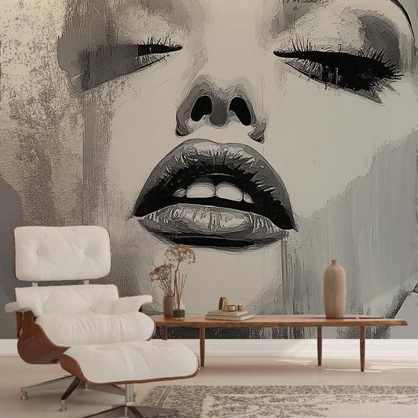 Abstract Portrait Wallpaper | Black White Metallic Face