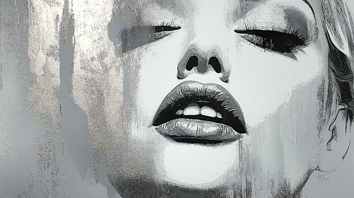 Abstract Portrait Wallpaper | Black White Metallic Face
