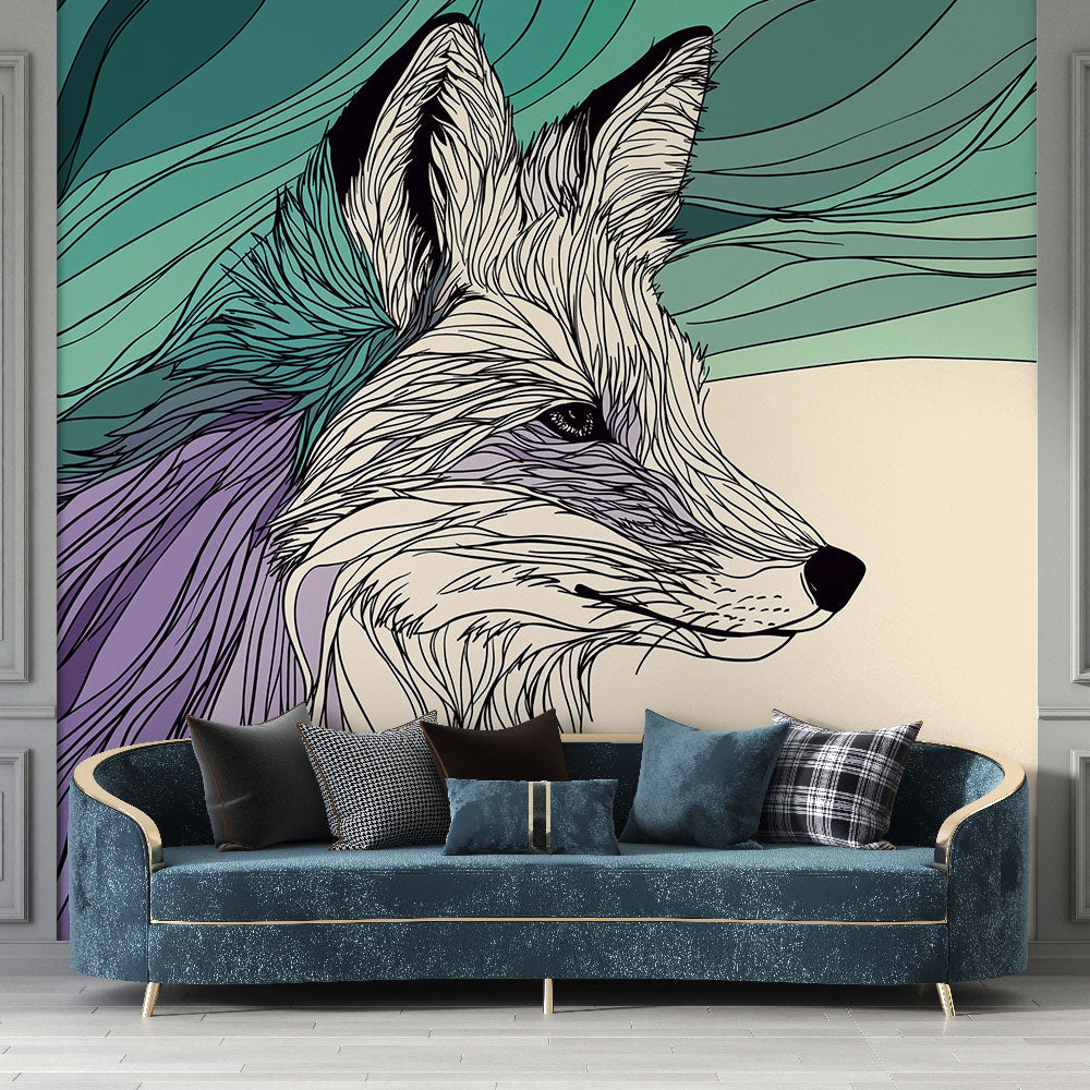 Artistic Fox Wallpaper | Stylized Fox with Flowing Line Work