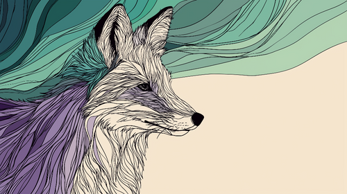 Artistic Fox Wallpaper | Stylized Fox with Flowing Line Work