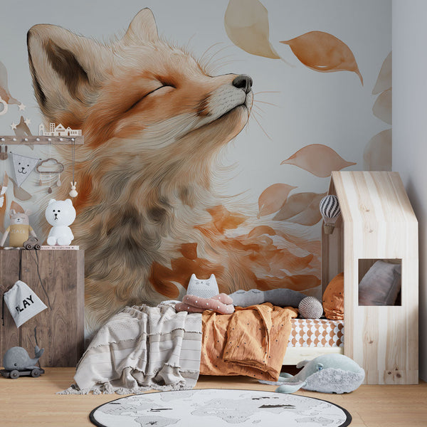 Artistic Fox Wallpaper | Calm Fox Framed by Autumn Leaves