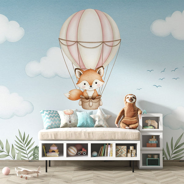 Fox Hot Air Balloon Wallpaper | Fox Floating Above the Clouds