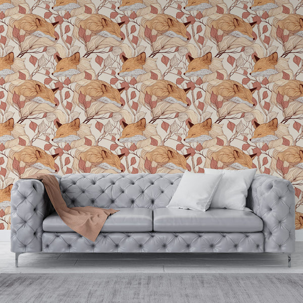 Fox Wallpaper | Sleeping Foxes Surrounded by Soft Foliage
