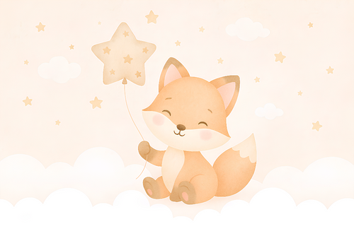 Cute Fox Wallpaper | Adorable Fox Holding a Star-Shaped Balloon