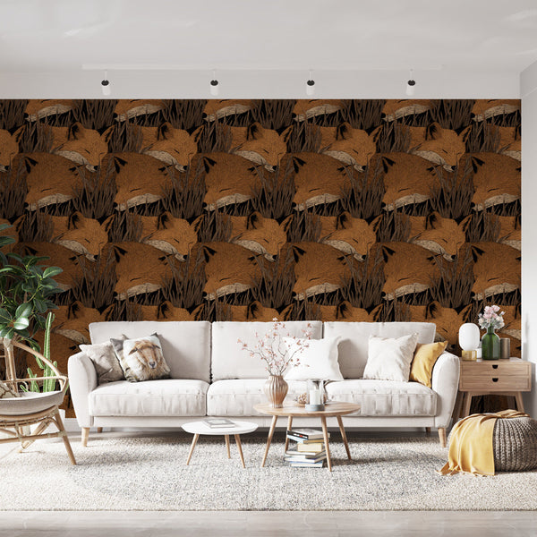 Fox Wallpaper | Sleeping Foxes in Grass Wall Mural