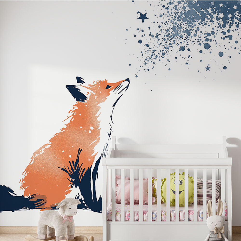 Fox Wallpaper | Orange Fox Gazing at a Starry Sky