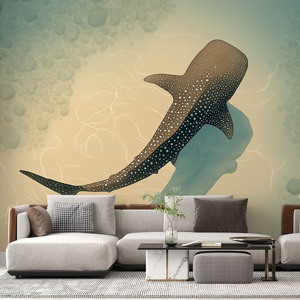 Whale Shark Wallpaper | Serene Whale Shark in Pastel Ocean