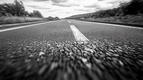 Asphalt Road Wallpaper | Black and White Perspective Wall Mural