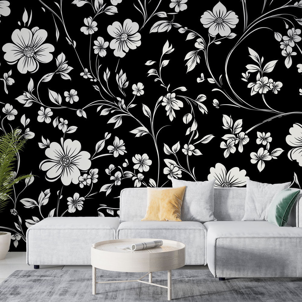 Shabby Chic Wallpaper | Delicate White Florals Wall Mural