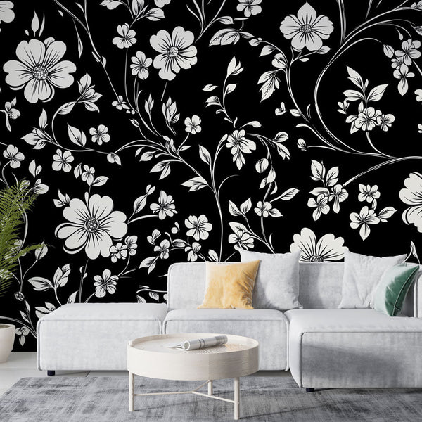 Shabby Chic Wallpaper | Delicate White Florals Wall Mural