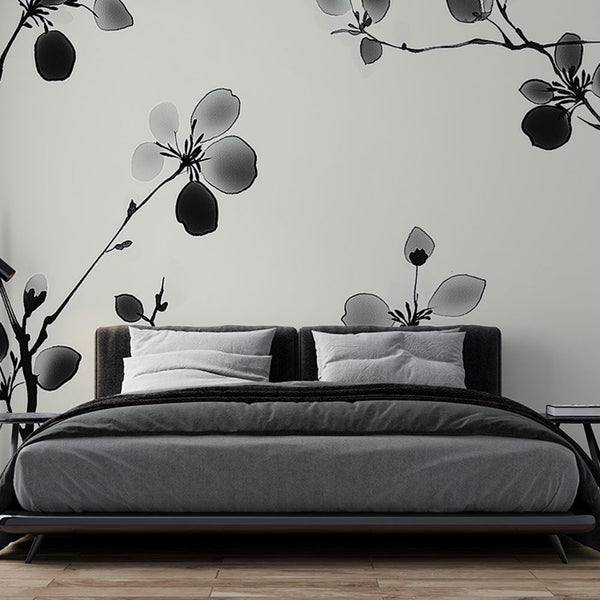 Shabby Chic Wallpaper | Elegant Black and White Flowers