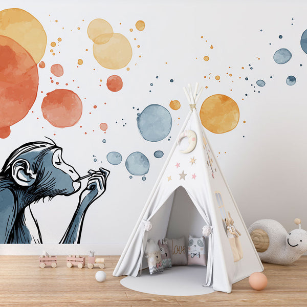 Monkey Wallpaper | Thoughtful Monkey and Color Bubbles