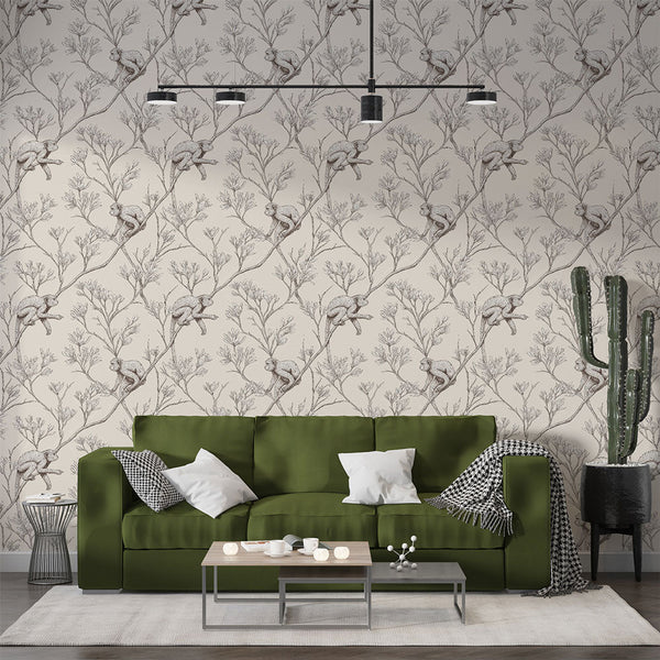 Monkey Wallpaper | Playful Monkeys and Botanical Details