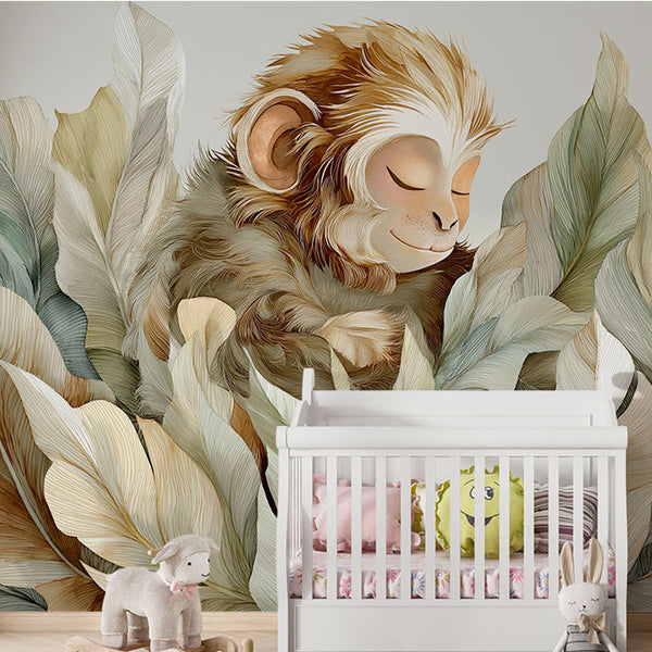 Monkey and Leaves Wallpaper | Sleeping Monkey in Foliage