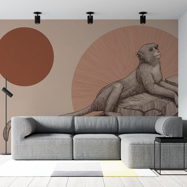 Monkey Wallpaper | Stylized Monkey on a Geometric Backdrop