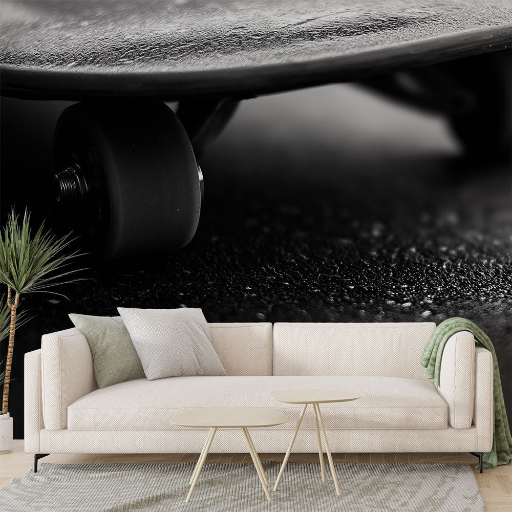 Monochrome Skateboard Wallpaper | Textured Wall Mural