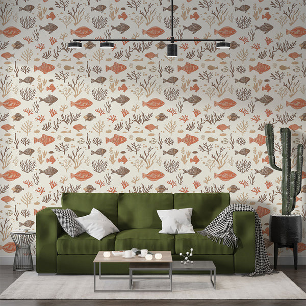 Underwater Wallpaper | Fish and Coral in Soft Warm Tones