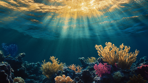 Aquatic Scene Wallpaper | Sunlit Coral Wall Mural